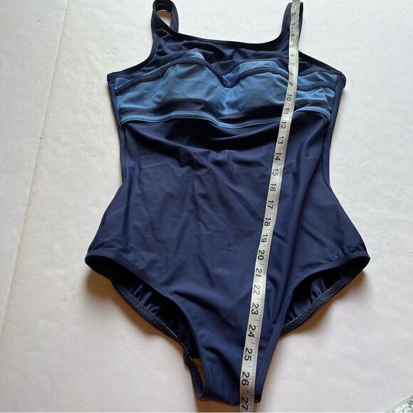 Lands' End Women's One Piece Tank Swim Suit Blue/Light Blue Size 10 - Picture 8 of 9